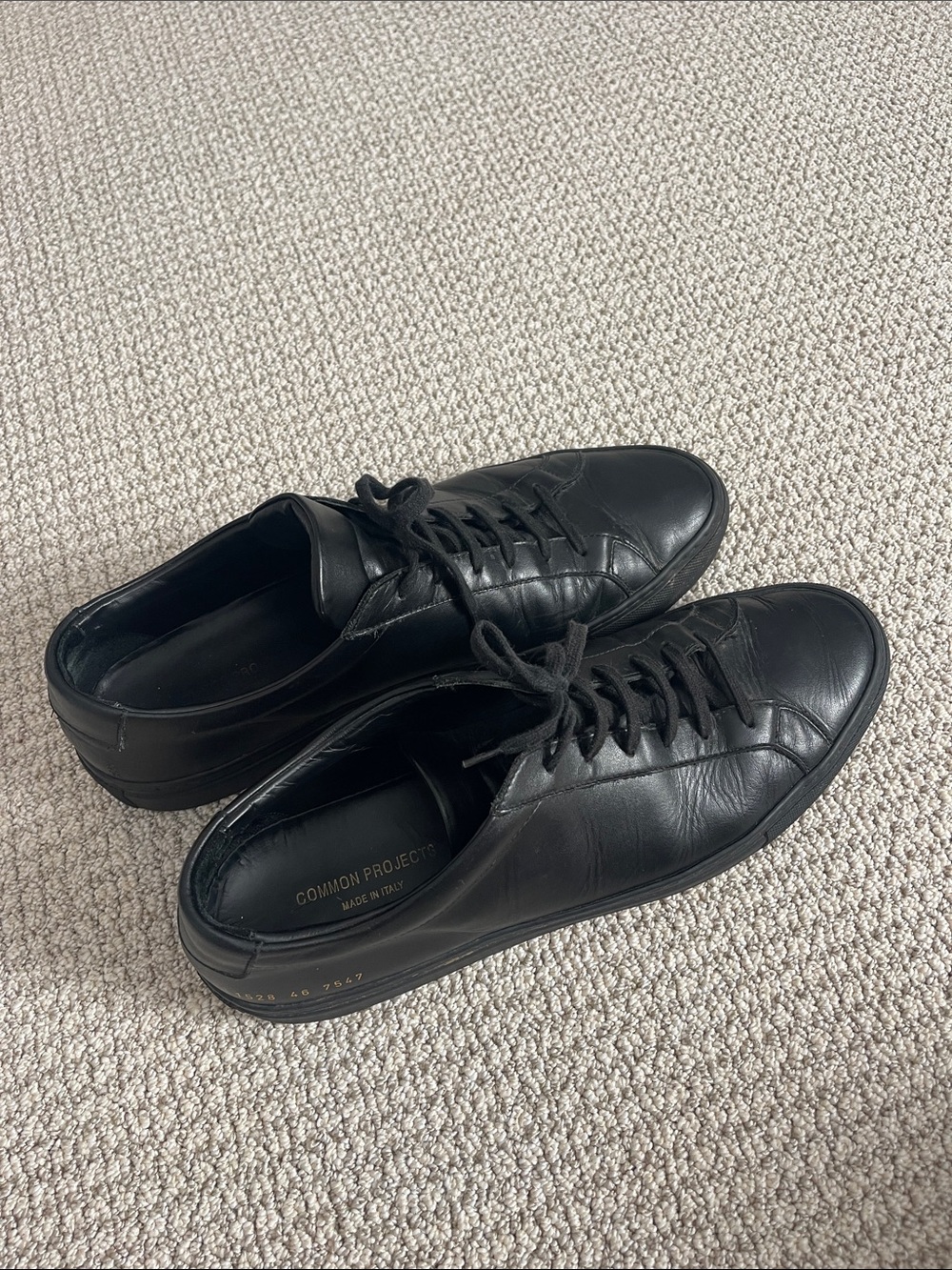 Common Projects Black Leather Low-Top Lace Sneakers
